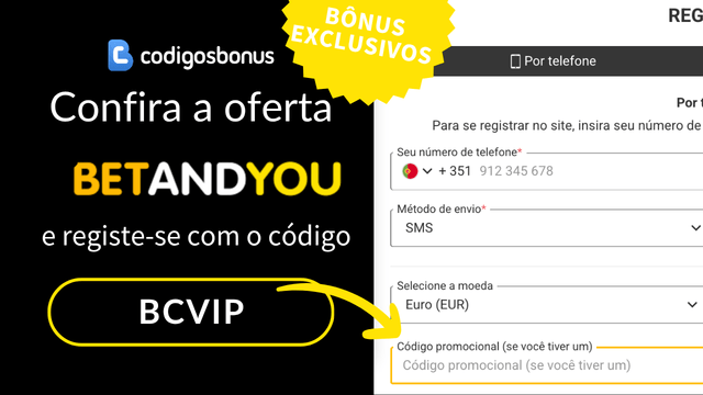 código de registo BetAndYou 