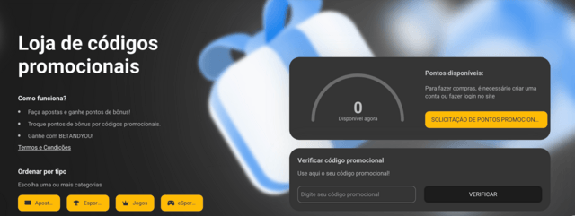loja de codigos promocionais na betandyou
