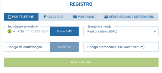 registro na 1xbet por telefone