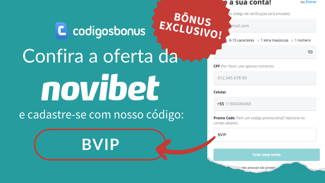 código promocional com bônus novibet