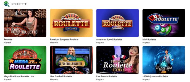 variações de roleta online