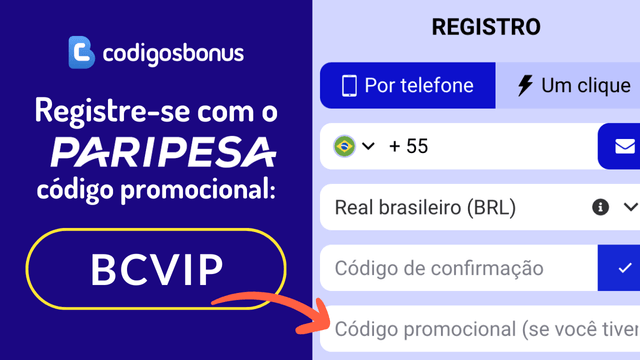 paripesa codigo bonus cadastro 2026