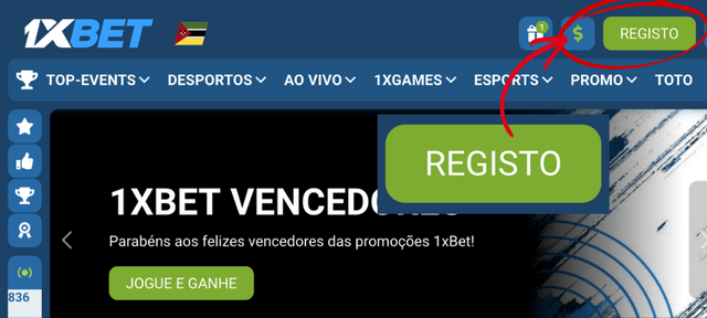 registro passo a passo com o código promocional 1XBET